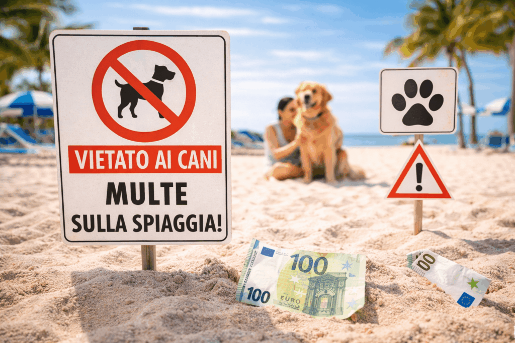 Multe per i cani in Spiaggia